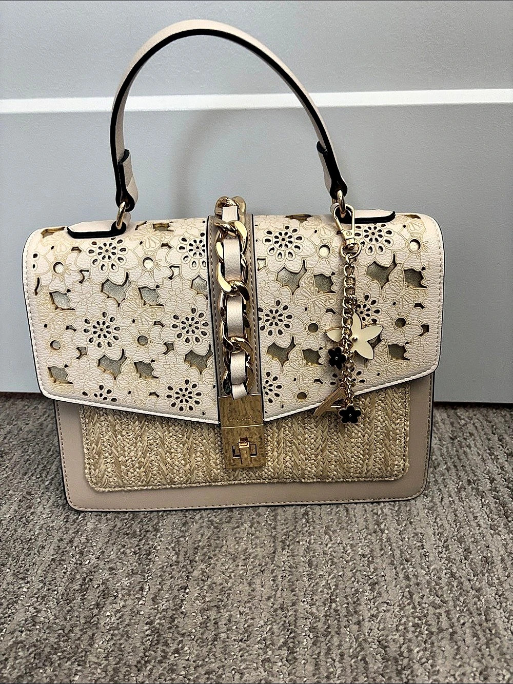 ALDO Floral Shoulder Bag in Cream & Beige